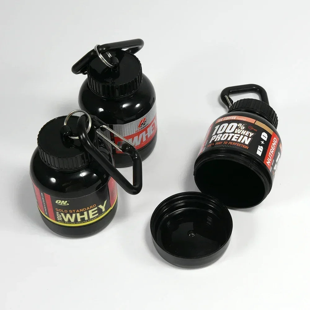100ML Portable Protein Powder Bottle with Whey Keychain Health Funnel Medicine Box Small Water Cup Outdoor Camping Container